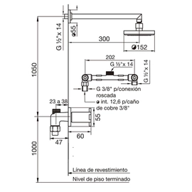 Grifería de ducha FV alerce 2 llaves 0109/D7-CR