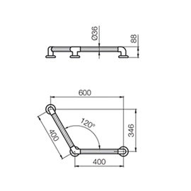 Barral de apoyo Ferrum traful angular ESP-BR-009-RO