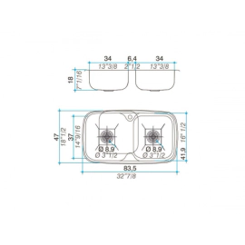 Bachas Cocina Johnson Doble 83x47x18 Zara D84A