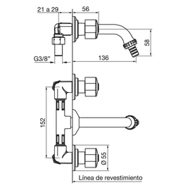 Grifería para lavarropa FV arizona pico fijo 0401/B1P-CR