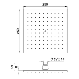 Ducha FV 250 mm fija articulada cuadrada metálica 0126.MC0-25-CR