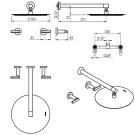 Griferia de ducha Hidromet Flat s/transf lever black 84109NEGR
