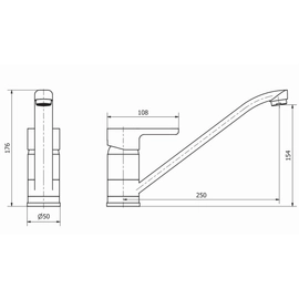 Grifería de Cocina Mesada Piazza Emblem 10012