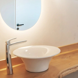 Bacha de baño Ferrum milos chica sin tapón blanca de apoyo MLS-BH-110-BL