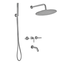 Grifería de ducha Peirano beat niquel con transferencia y duchador 80-353NI