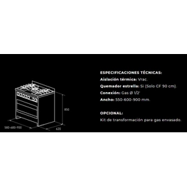 Cocina TST semi industrial CF 60cm 450-60