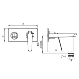 Griferia lavatorio pared monocomando Hidromet Space cromo 9680CRCR