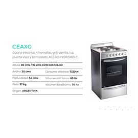 Cocina Gastronomica Domec electrica 4 horn 50cm CEAXG 51050