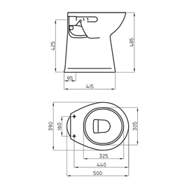 Inodoro corto Ferrum 48.5 cm espacio blanco ESP-IN-004-BL