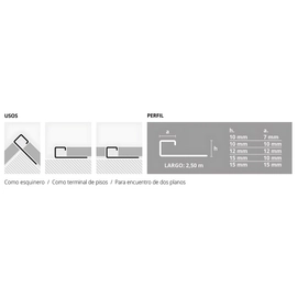 Terminación cuadrada Atrim 10mmx10mmx2.5mts brillante