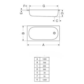 Bañera Ferrum Acero c/antiderrame BO14C//BCH-BA-042-BL