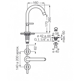 Griferia baño Fv Lavatorio Nerea Lever 207/59l Cromo
