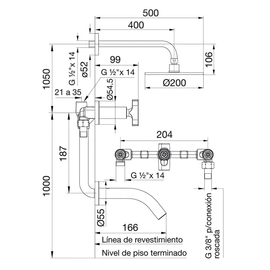 Grifería de ducha FV triades con transferencia 0103/C3-CR