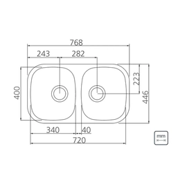 Bacha Tramontina Prime rectangular anti rebalse 34BL 94030/103