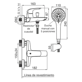 Grifería de ducha FV epuyen con transferencia 0310/L2-NG