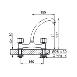 Grifería de cocina Fv arizona de mesada 0413/B1P-CR