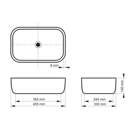 Bacha de baño Piazza 455x320x140mm de apoyo negra A426NE