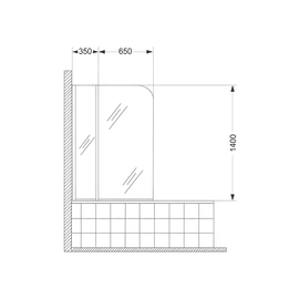 Mampara Ferrum 2 paños 100x140 vid trans negro NM02A-NS//KHI-MP-042-NS