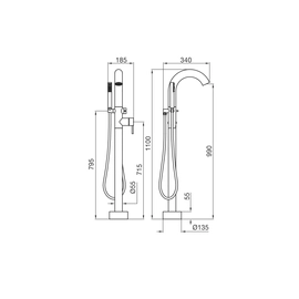 Griferia de ducha Monoc de Pie Novum Freestanding cr 215.0 (Vistas)