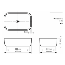 Bacha Apoyo Rectangular Diseño Lavatorio Piazza A426