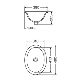 Bacha de baño Ferrum armonica esquel sin mesada ARM-BH-106-BL