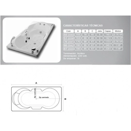 Bañera Versailles Jalisco 70 solo casco 170x88 bco