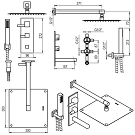Griferia de ducha Monocomando Hidromet 3V c/duchador One block Black 3510NEGR
