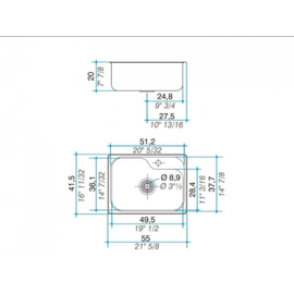 Bachas Cocina Johnson Simple 55x41.5x20 Luxor Mini SI55AD
