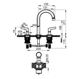 Grifería de lavatorio FV arrayan cromo 0207/H6-CR