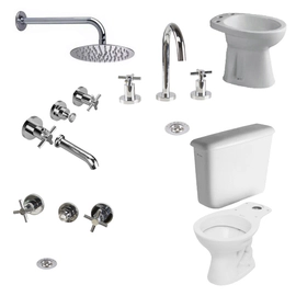 Juego de baño Completo Ferrum Andina + Griferia Triumph R
