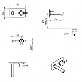 Griferia lavatorio Hidromet One Black pared 3080 ng