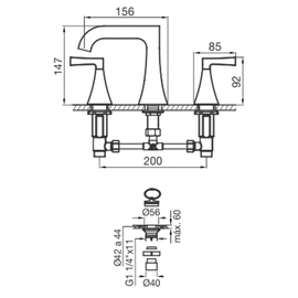 Grifería de lavatorio FV urbano lever 0207/H3L-RG