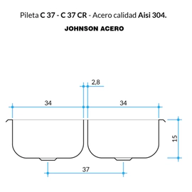 Bacha de cocina doble Johnson C37