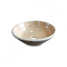 Bacha Artesanal de Apoyo Cerámica Elíptica de Apoyo Fango 35x13 Beige