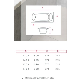 Bañera Bagnara con greensir anatomica 150x70x36 bca