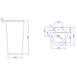 Bacha Deca de Pie Bca s/aguj 45x45x85 LC.1272.17