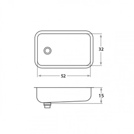 Bacha de Cocina Simple Mi Pileta bajo mesada 103E 52X32X15