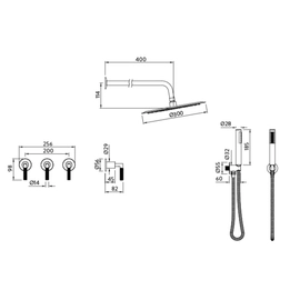 Grifería ducha Peirano beat niquel c/duchador 85-201NI