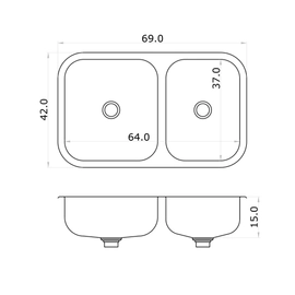 Bacha doble 64x37x15 Mi Pileta 105EC