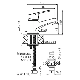 Grifería de lavatorio FV M4 compacta 0181/M4-CR