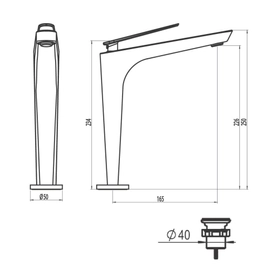 Griferia lavatorio alto monocomando Hidromet Space cromo 9615CRCR