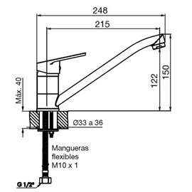 Grifería de cocina FV M4 compacta monocomando pico movil