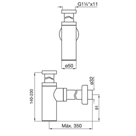 Descarga FV complemento con sifón para lavatorio minimalista