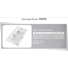 Bañera Versailles Sofia 65 solo casco 165x90 bco