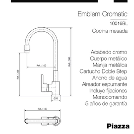Grifería de Cocina Gourmet Piazza Emblem Blanca