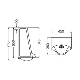 Mingitorio Ferrum mural antivandalico blanco SVA-MG-005-BL