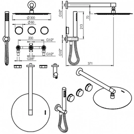Griferia de Ducha Hidromet Luxury c/duchador black 15053