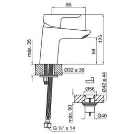 Grifería de lavatorio FV puelo monocomando cromo 0181/B5-CR