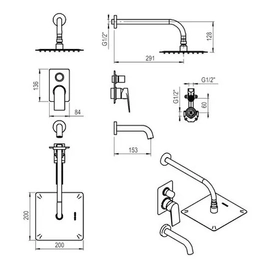 Ducha de embutir c/tr Raptor cromo 9403