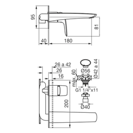 Grifería de lavatorio FV epuyen monocomando 0206/L2-CR